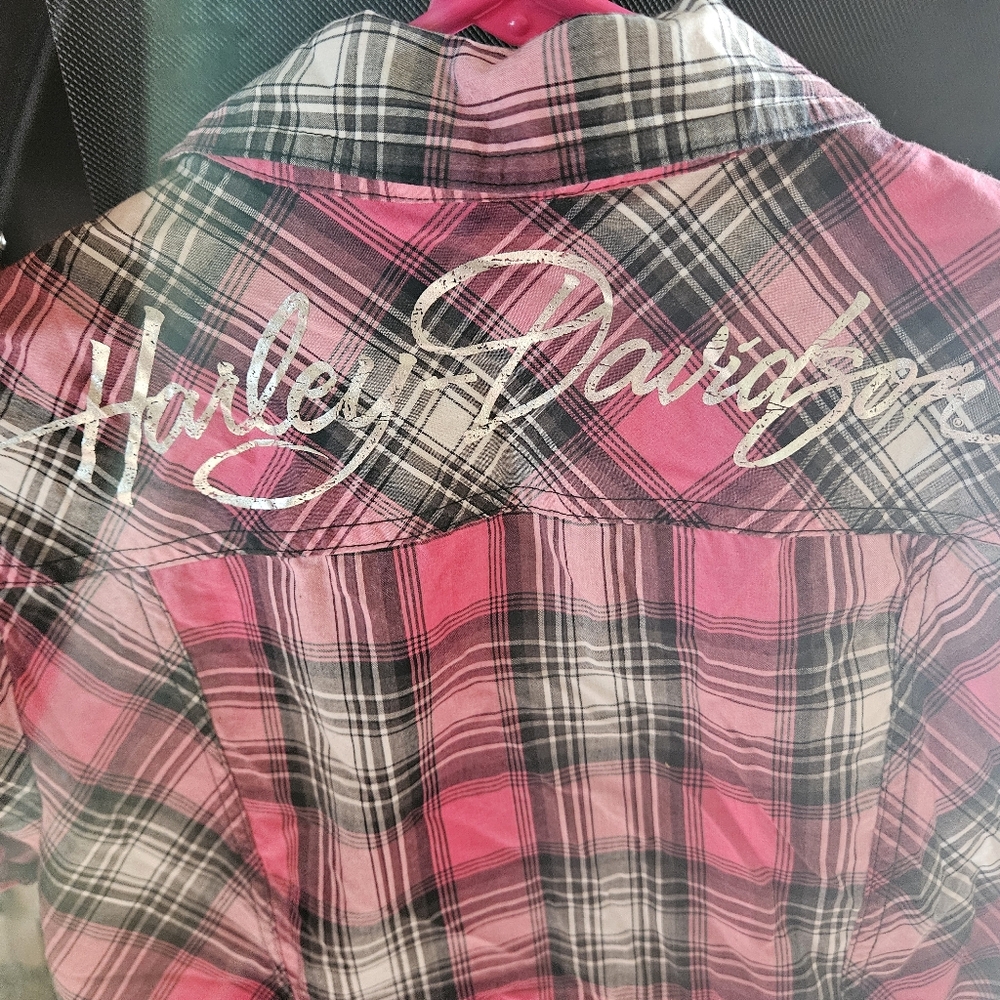 Women's short sleeve Harley button up shirt